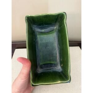 Vintage 1950s Dark Green Ceramic Planter - Marked Bush USA J3=7